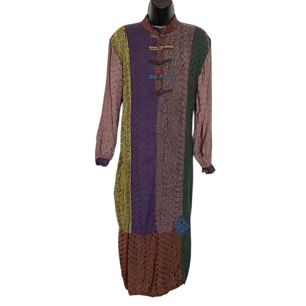 SACRED THREADS VTG BOHO PATCHWORK MAXI DRESS ARTTO WEAR S/M HIPPIE LAGENLOOK